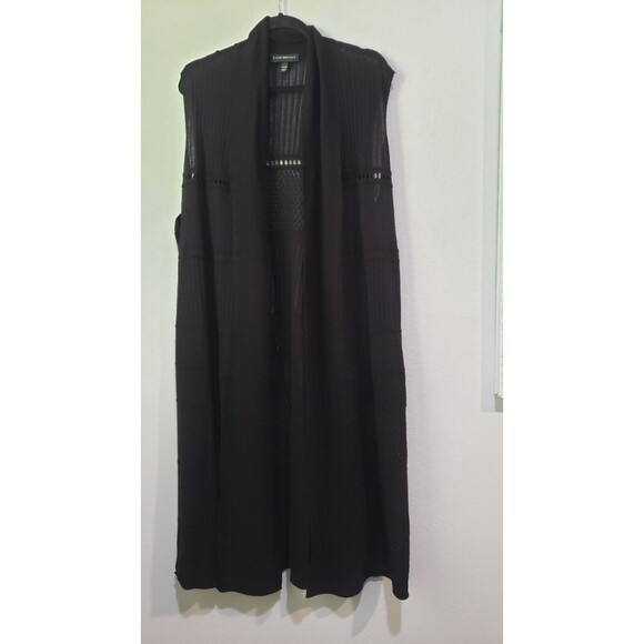 Lane Bryant Black Sleeveless Crochet Duster Long Cardigan Size 26/28 - Picture 1 of 8